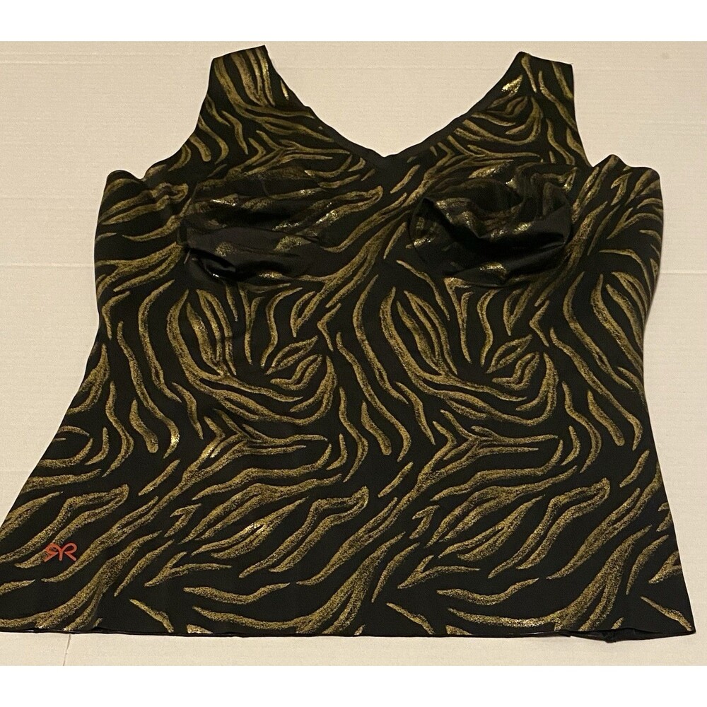 Ruby Ribbon Gilded Tiger V Neck Tank Animal Print Shapewear Cami Smoothing Sz 46